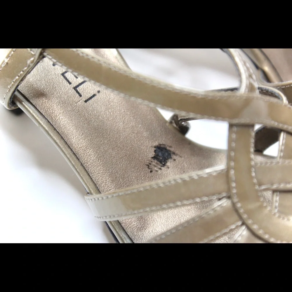 Vaneli | Gold Strapy Kitten Heels